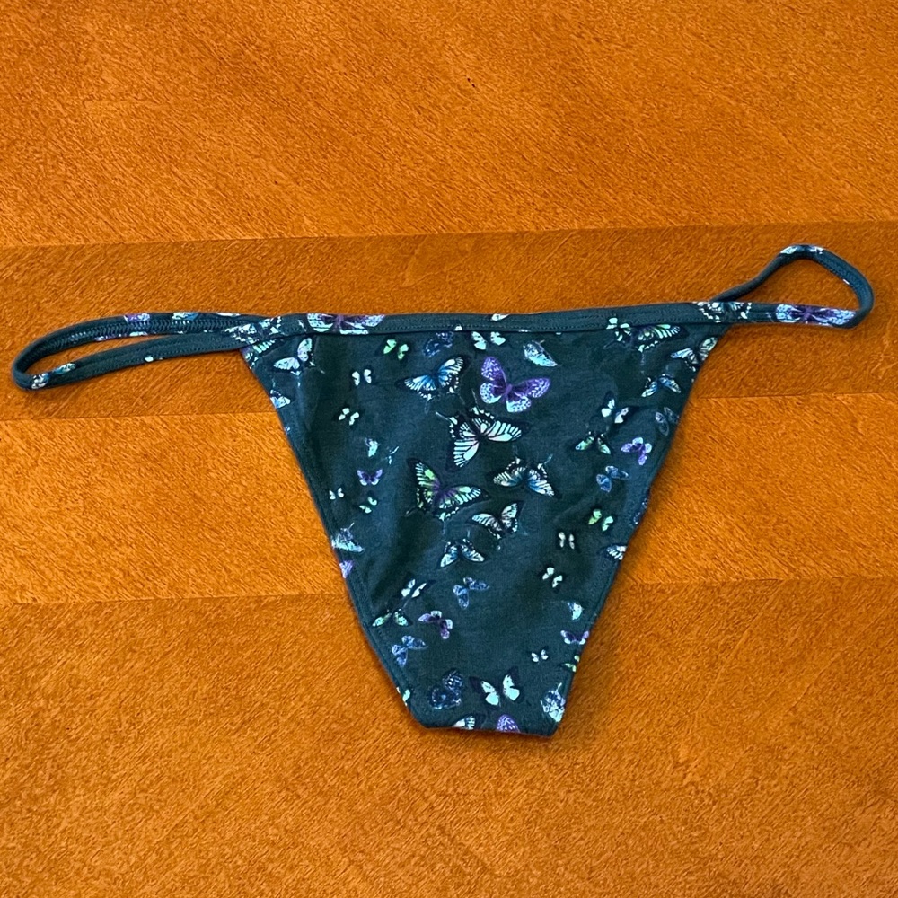 Victoria's Secret Stretch Cotton V-String Butterfly Panty Underwear Large NWT